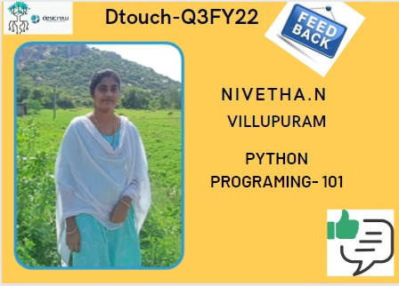 Nivetha N -Villupuram - Python Programing 101