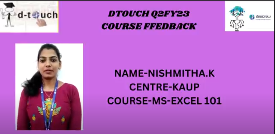 MS-EXCEL 101-NISMITHA.K