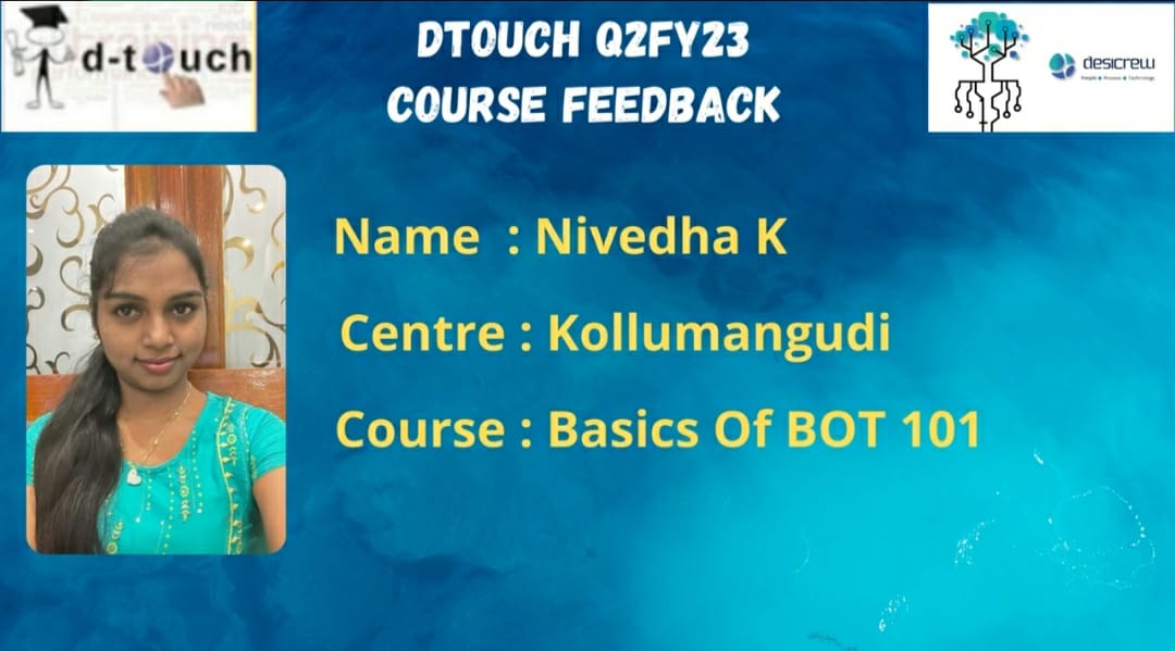 Nivedha K -Kollumangudi-Basics of BOT 101