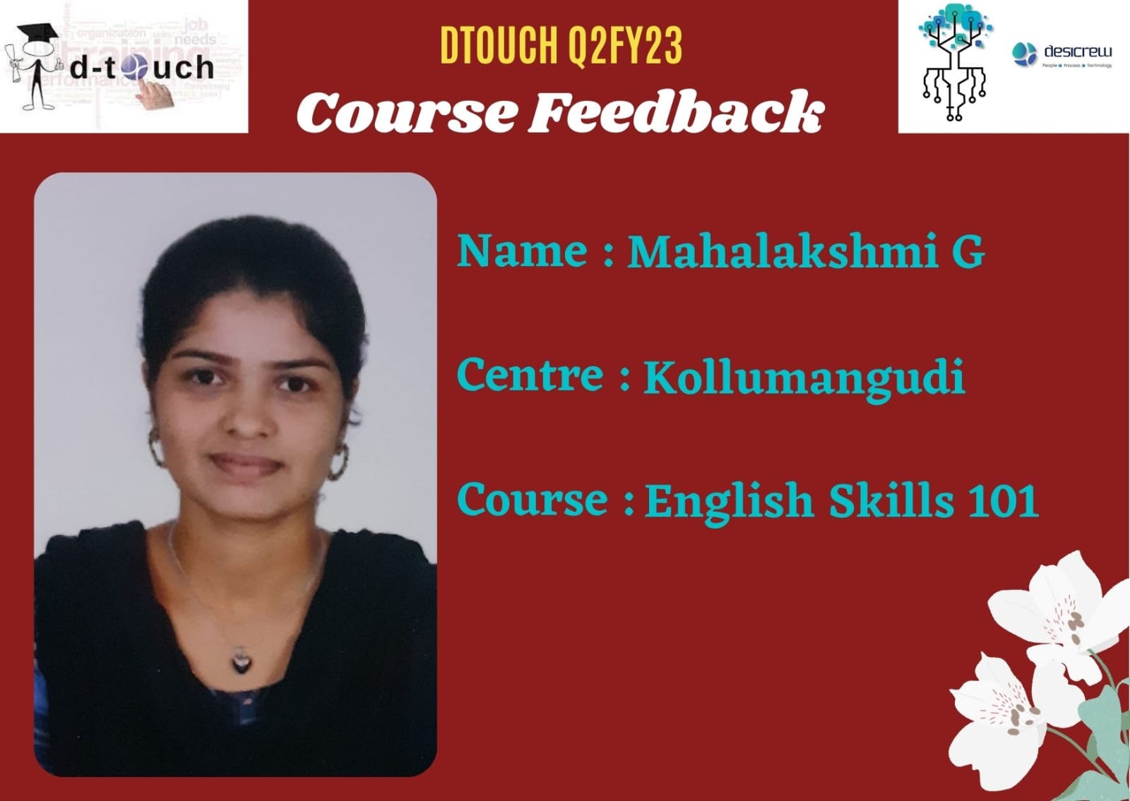 Mahalakshmi G - DC4063 - Kollumangudi - English Skills 101