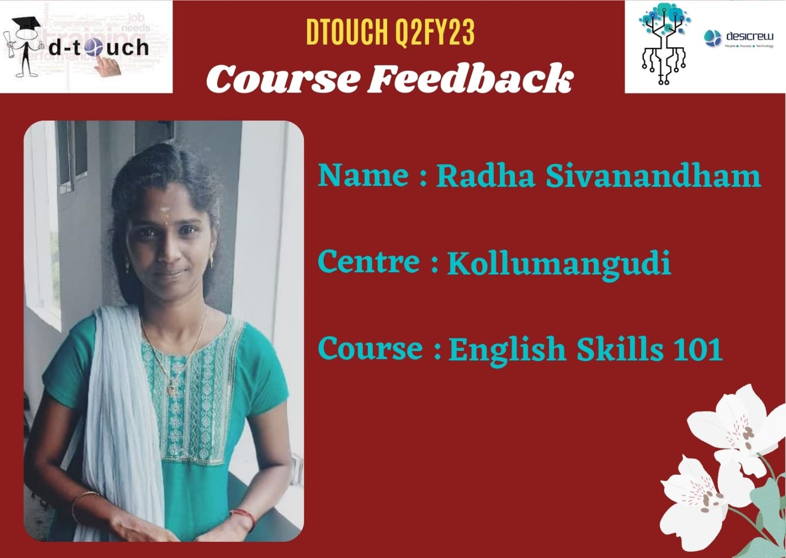 Radha S - DC3924 - Kollumangudi - English Skills 101