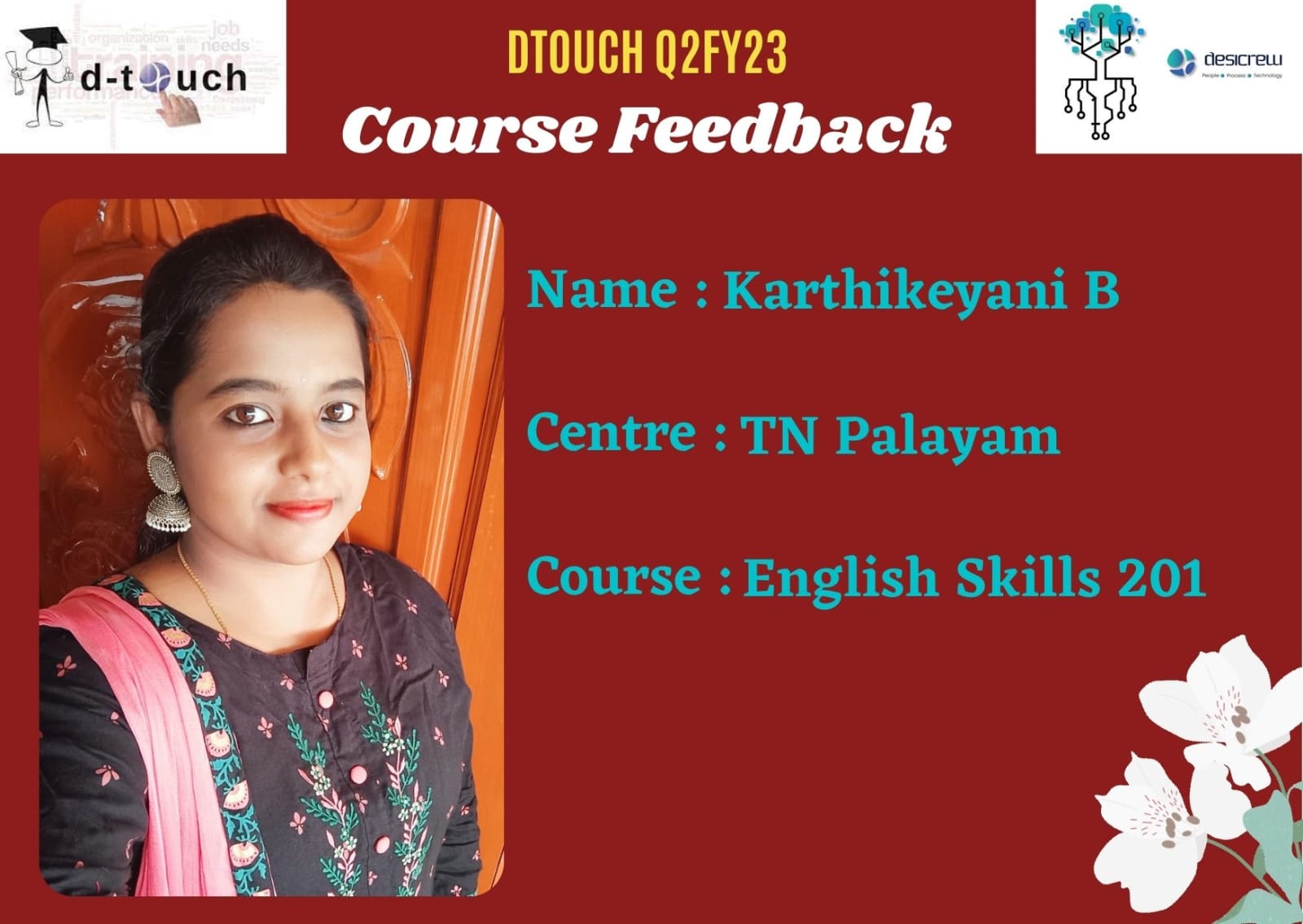 Karthikeyani B - DC3094 - TN Palayam - English Skills 201