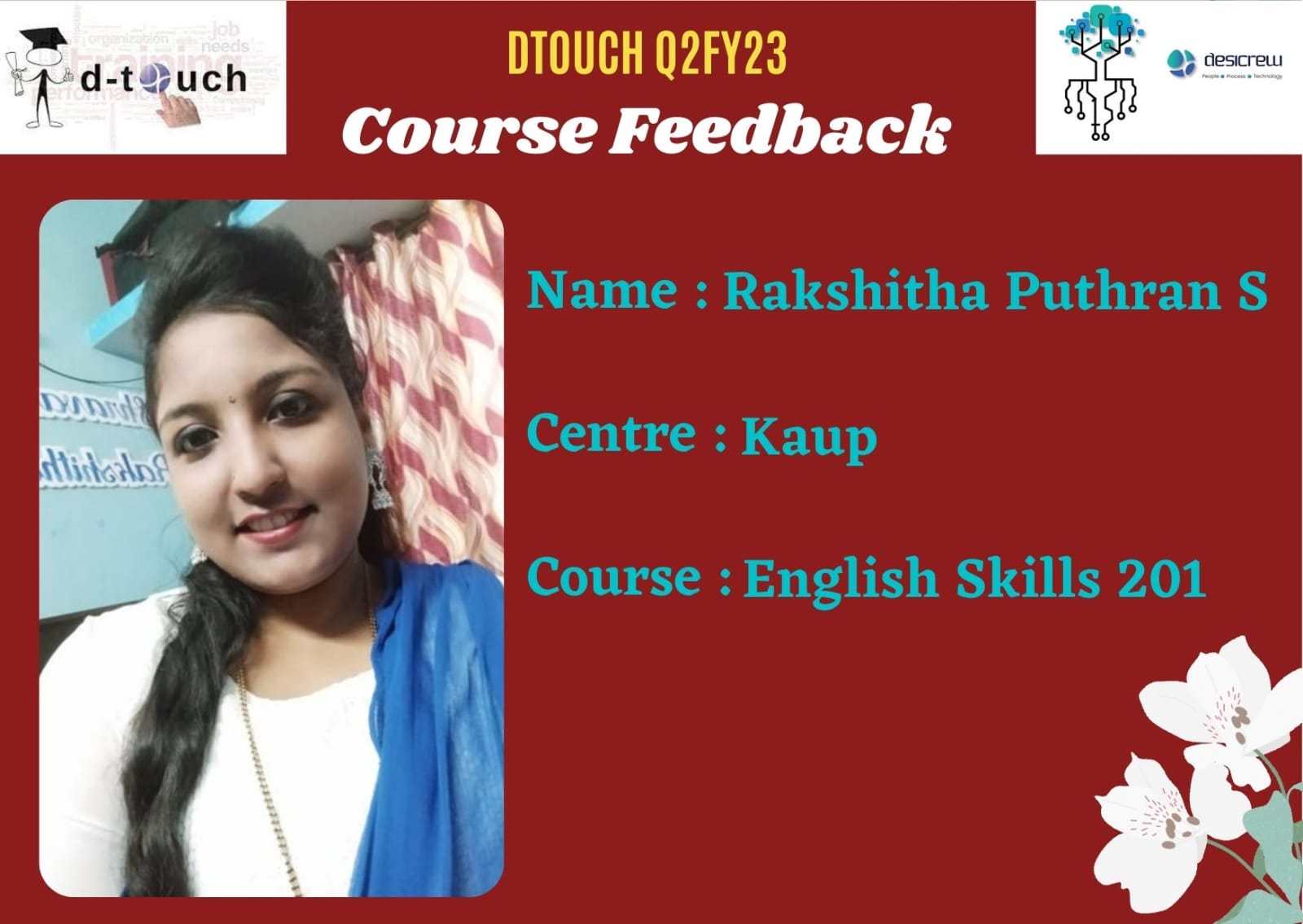 Rakshitha Puthran S - DK1529 - Kaup - English Skills 201