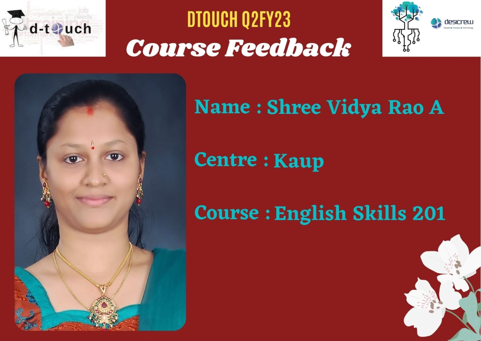 Shree Vidya Rao A - DK1896 - Kaup - English Skills 201