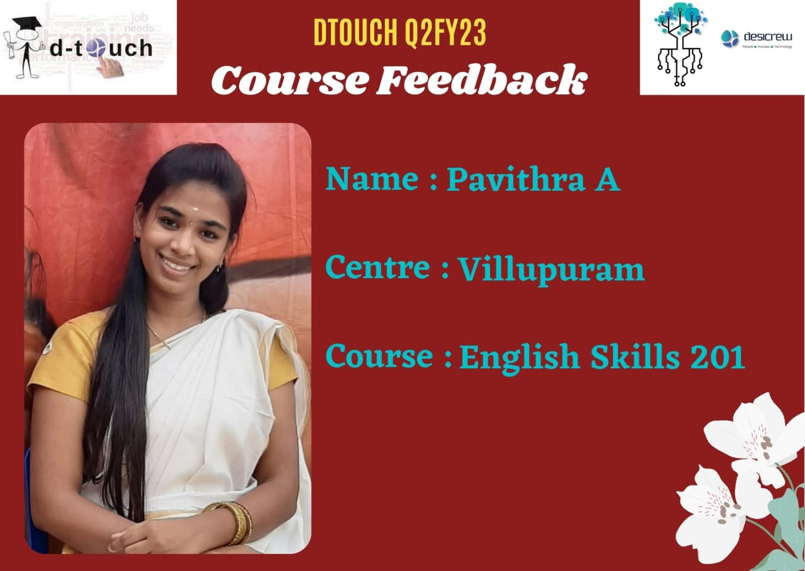 Pavithra A - DL0136 - Villupuram - English Skills 201