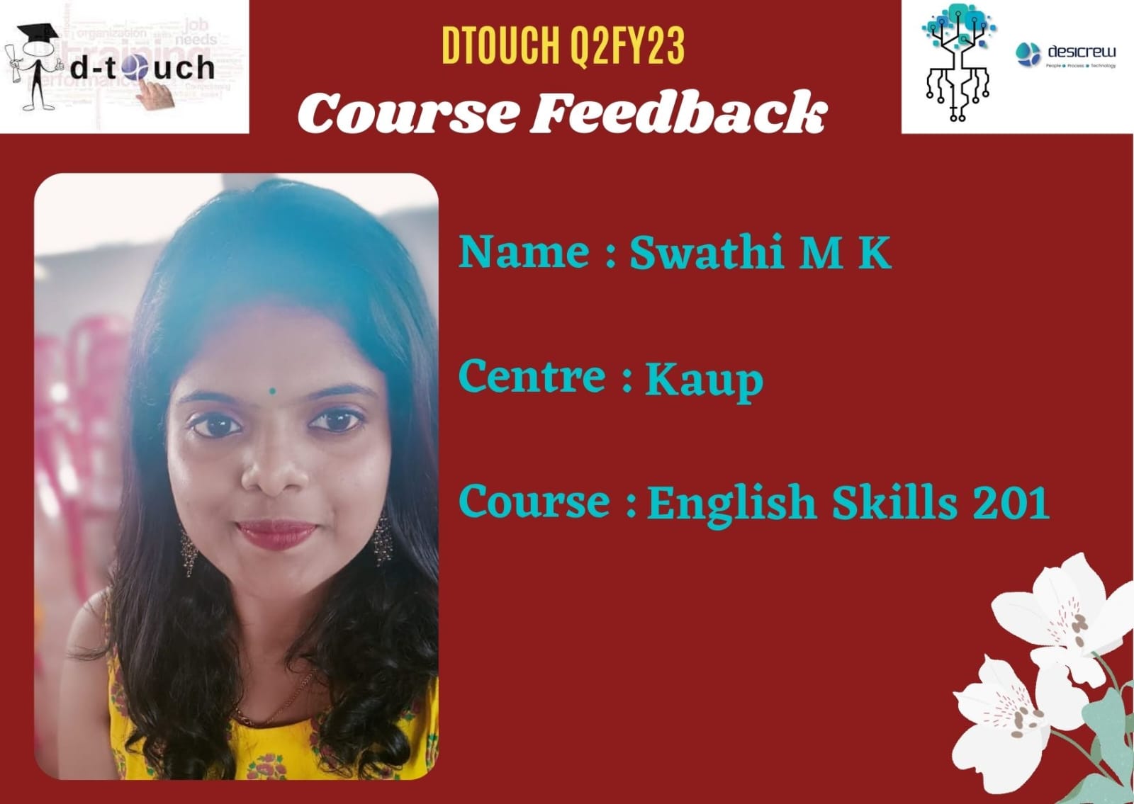 Swathi M K - DK1624 - Kaup - English Skills 201