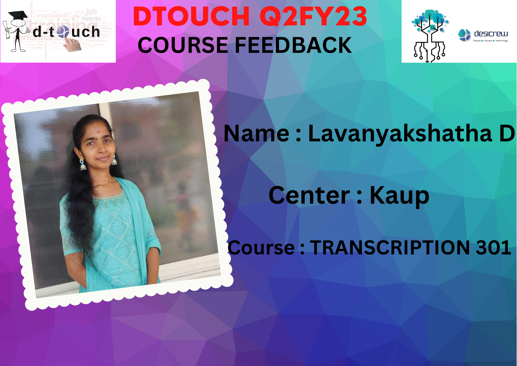 Lavanyakshatha D  Kaup Transcription 301-feedback video