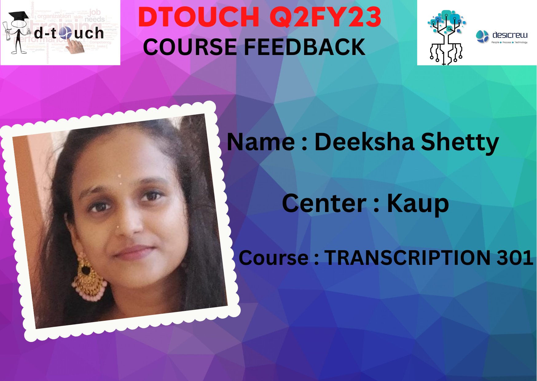 Deeksha shetty  Kaup Transcription 301-feedback